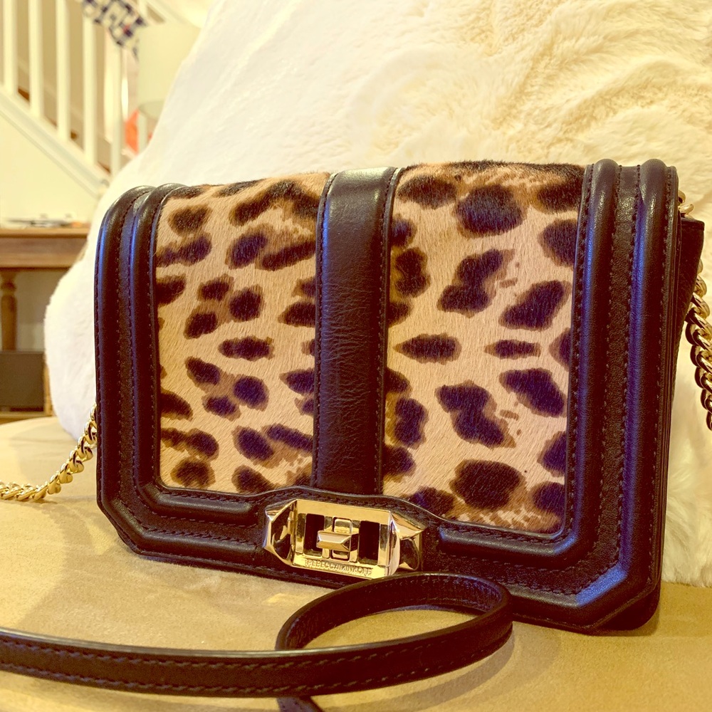Rebecca Minkoff Black Leather Leopard Crossbody